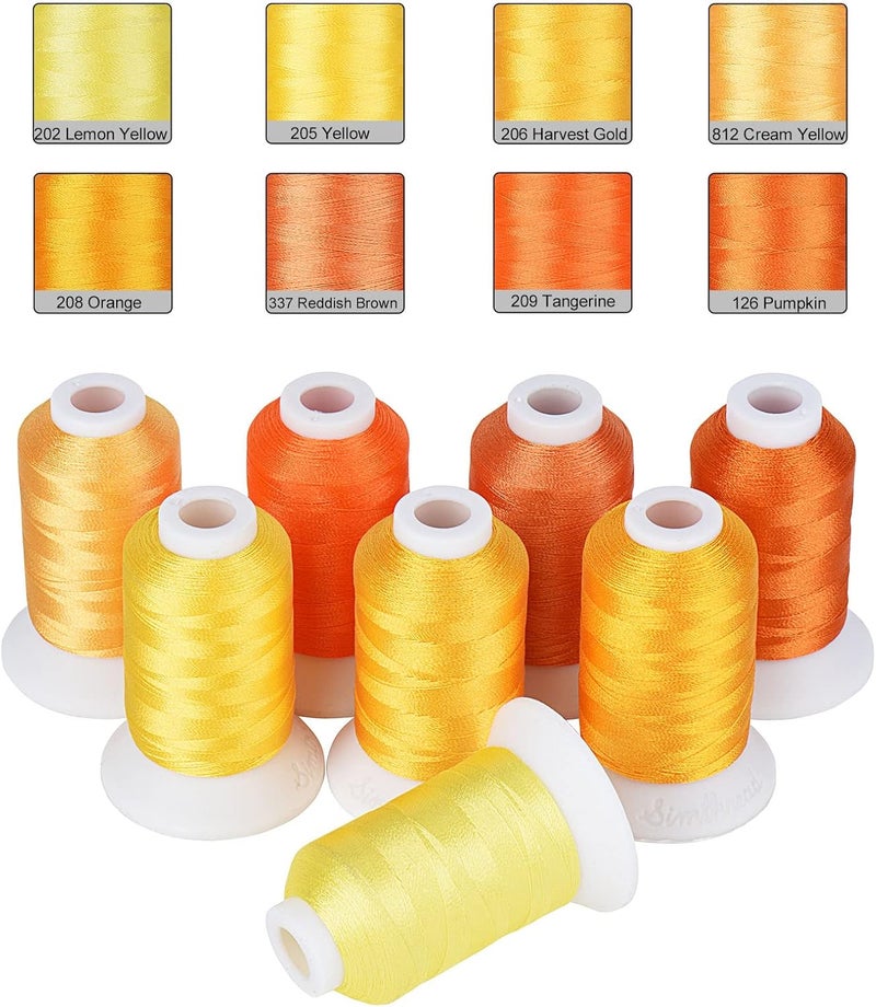 simthread Yellow Embroidery Thread – 8 Shades Compatible with Brother Colors, 550 Yards Each, 40WT Polyester, for Brother, Babylock, Janome, Singer & Other Machines - Image 1